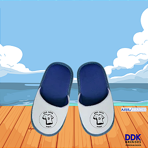 Pantufa Personalizada Infantil Azul/Branco
