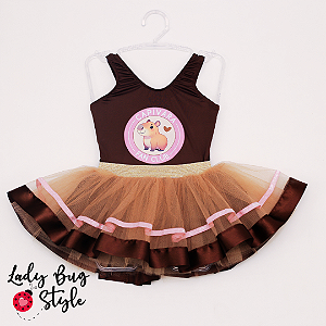 Conjunto Body Capivara com Saia de Tule
