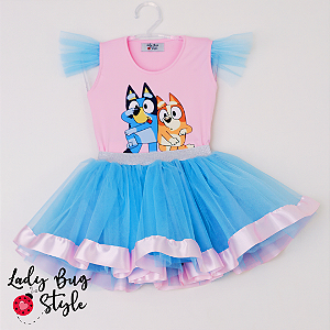 Conjunto Body Bluey com Saia de Tule