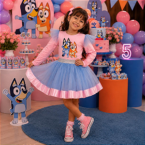 Conjunto Body Bluey ML com Saia de Tule