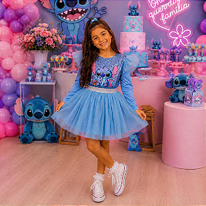 Conjunto Body Paete Stitch com Saia de Tule ML