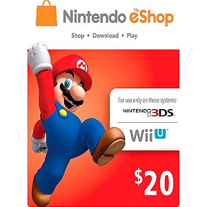 CARTÃO NINTENDO 3DS / WII U SHOP / SWICH (CASH CARD) $20