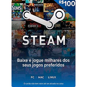 STEAM CARTÃO PRÉ-PAGO R$100 REAIS