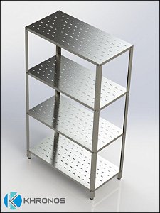 Estante perfurada AÇO INOX 430 - 4 planos - 2000mm x 400mm x 1500mm