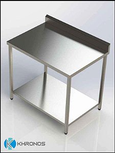 Mesa lisa de parede - com prateleira inferior - 1870mm x 600mm x 900mm