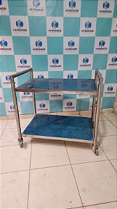Carro Auxiliar de apoio móvel em Aço Inox Com 02 Prateleiras