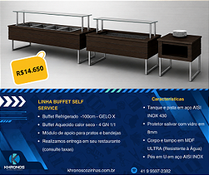 Buffet Self Service Térmico + Frio GELO X + Apoio para Pratos