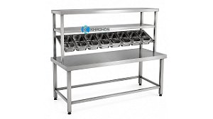 Bancada para Montagem de Hambúrguer, pizza e Hot-dog em Aço Inox
