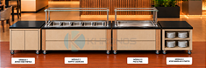 Buffet Self-Service com Pista Aquecida e Refrigerada - com módulos de apoio
