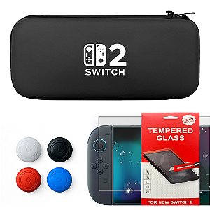 Case Capa Nintendo Switch 2 Estojo C/ Película + 4 Grips