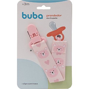 Kit Prendedor de Chupeta Buba Urso Rosa