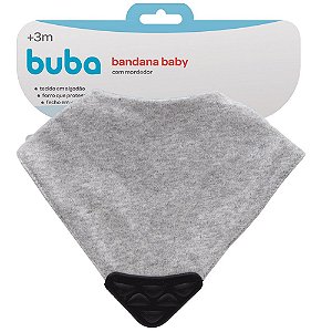 Bandana Baby Buba com Mordedor de Silicone Cinza