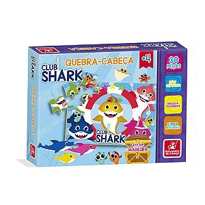 Quebra-Cabeça Club Shark Brincadeira de Criança 30 peças