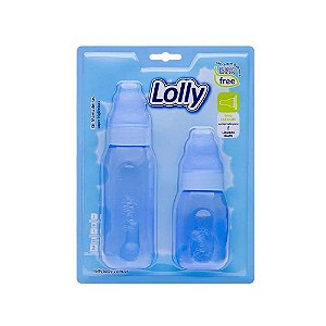 Kit Mamadeiras Lolly Clean Azul 120 ml e 220 ml