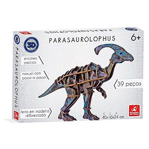 Quebra Cabeça 3D Parasaurolophus Brincadeira de Criança 39 peças