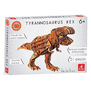 Quebra Cabeça 3D Tyrannosaurus Rex Brincadeira de Criança 51 peças