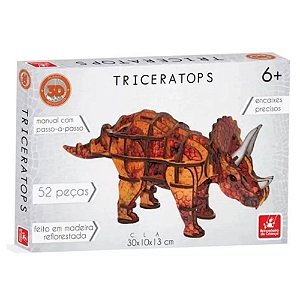 Quebra Cabeça 3D Triceratops Brincadeira de Criança 52 peças