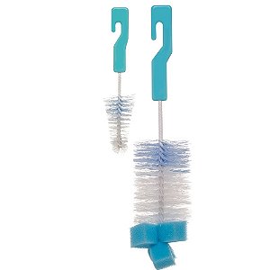 Escova para Mamadeira Buba com Esponja e Bico 2x1 Azul