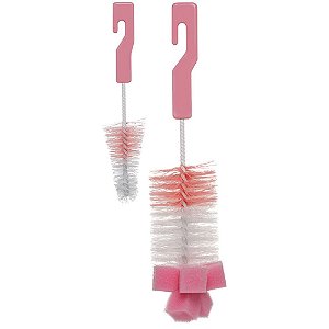 Escova para Mamadeira Buba com Esponja e Bico 2x1 Rosa