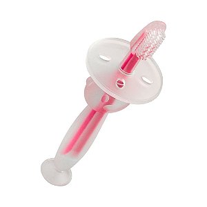 Escova Massageador de Gengiva com Ventosa Buba Silicone Rosa