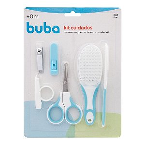 Kit Higiene e Cuidados Baby Buba Azul Com 4 Peças