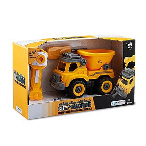 Caminhão de Construção City Machine MultiKids Amarelo 15cm