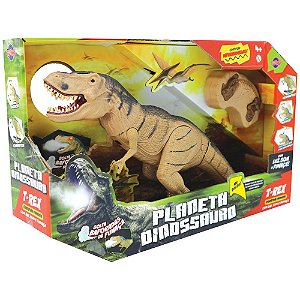 Boneco De Controle Remoto Dinossauro T-Rex Toyng 40cm Com Som, Luz e Fumaça