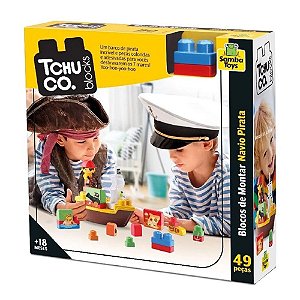 Bloco de Montar Navio Pirata Samba Toys 49 Peças
