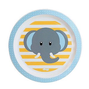 Pratinho Infantil Elefante Clingo Azul Claro