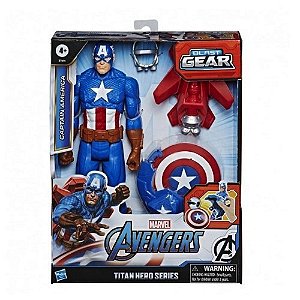 Boneco Capitão America Lançador Hasbro Marvel Avengers Blast Gear