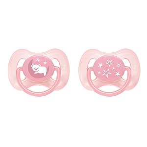 Kit 2 Chupetas Comfort Buba 6m+ Tam 2 Ursinho/Estrela Rosa