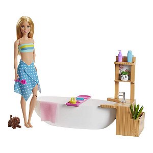 Boneca Barbie Banho de Espuma Mattel com Acessórios