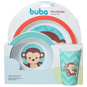 Kit Refeição Animal Fun Macaco Buba 3 Peças