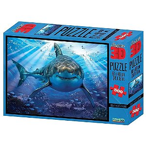 Quebra-Cabeça Super 3D Multikids Tubarão 500 Peças