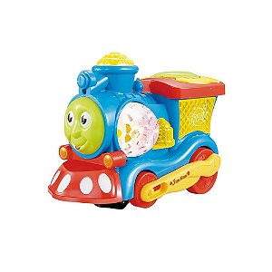 Trem Thomas Bate e Volta Dm Toys com Luz e Som Azul