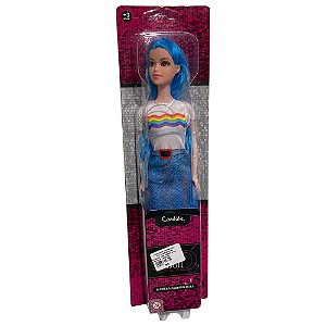 Boneca Dream Doll Fashion Candide Cabelo Azul 30cm
