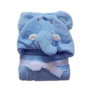 Manta Baby Com Capuz Jolitex Elefante 75cm x 1,00m