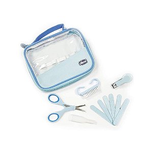 Kit Cuidados e Higiene do Bebê Manicure Chicco Azul com Estojo