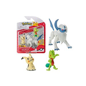 3 Figuras Pokémon Sunny Battel Figures Treecko Mimikyu Absol