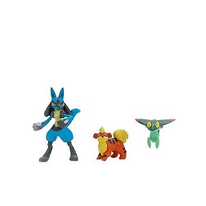 3 Figuras Pokémon Sunny Battle Figures Dreepy Growlithe Lucario