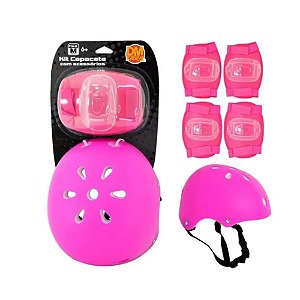 Kit Proteção Capacete com acessórios Dm Toys Rosa