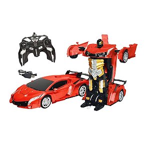 Carro Controle Remoto Vermelho Dm Toys Transformers Robô