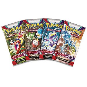 08 Pacote Booster Pokémon Copag Escarlate e Violeta 48 Cartas