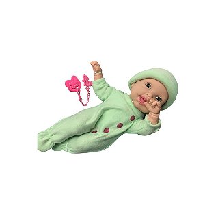 Boneca Miyo Bebês Fofinhos Menina Cotiplás Verde Com Som de Bebê