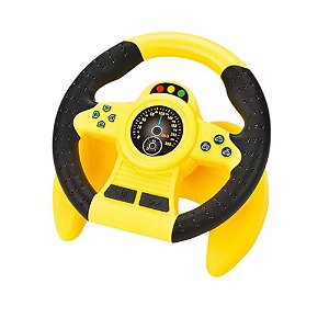 Volante De Carro Giro 360º Amarelo Com Ventosa E Alça DM Toys