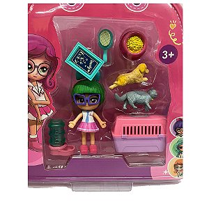 Boneca Little Girls Verde Pet Shop Multikids 7 Acessórios