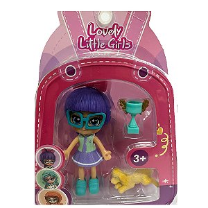 Boneca Little Girls Roxo Pet Shop Multikids 2 Acessórios