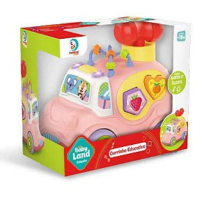 Mini Veículo Babyland Rosa Educativo Com Luz e Som Cardoso Toys