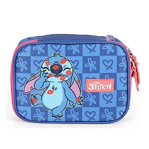 Estojo Escolar Box Stitch Azul Luxcel