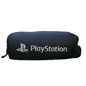 Estojo Simples Escolar Playstation Preto e Branco Pacific
